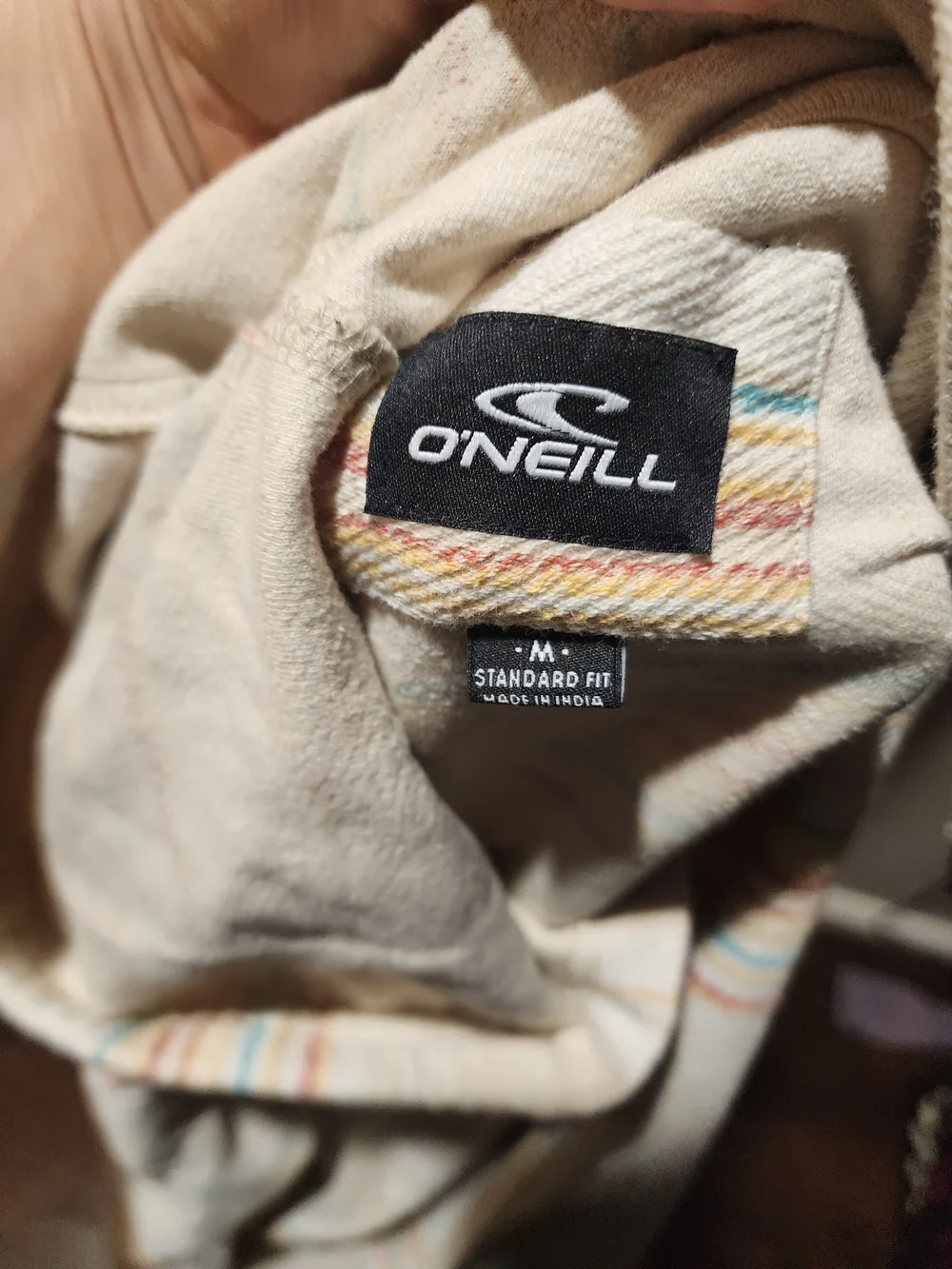 O'Neill Cream Striped Men's Hoodie Sweater